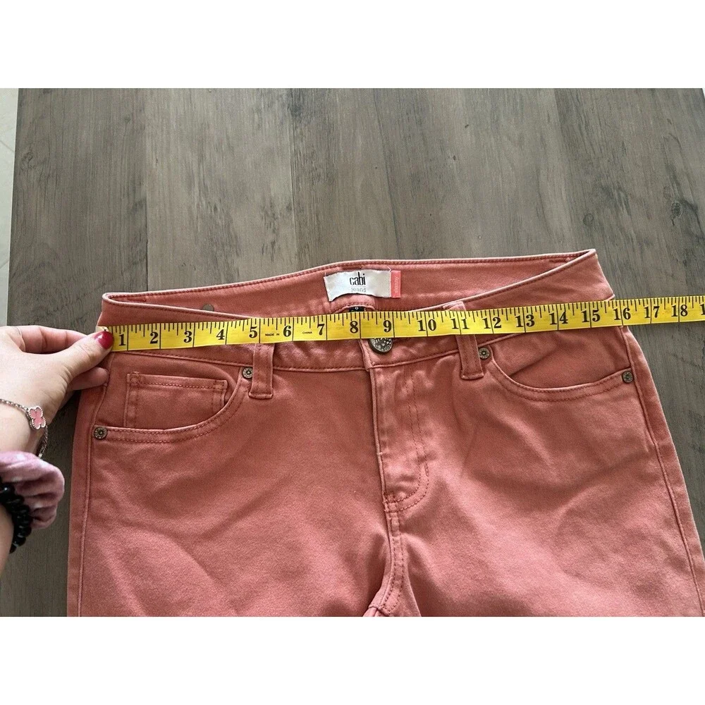 Cabi Women 0 Jeans Pink Cotton Skinny Mid Rise Stretch 5-Pocket Classic Style